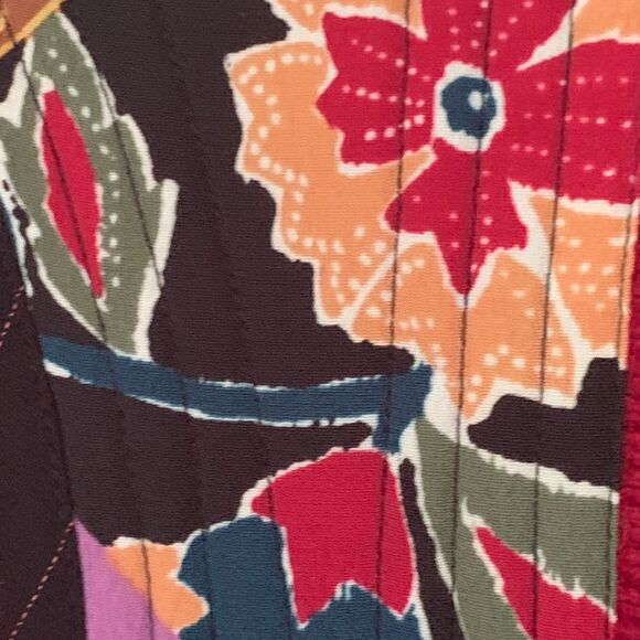 Koos of Course Cardigan Medium Silk Blend  Red Appliqued Mandarin Collar Artsy - Picture 8 of 14